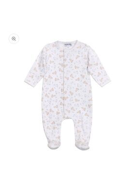 Magnolia White and Tan Animal Print Kids Footie | Size 3 months